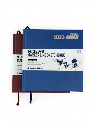 Скетчбук Sketchmarker MARKER LINE 160г/м.кв 163х163мм 48л твердая обложка цв.синий